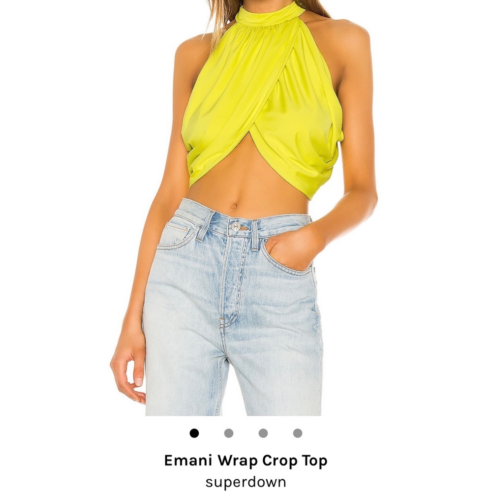Emani Wrap crop top - chartreuse color.